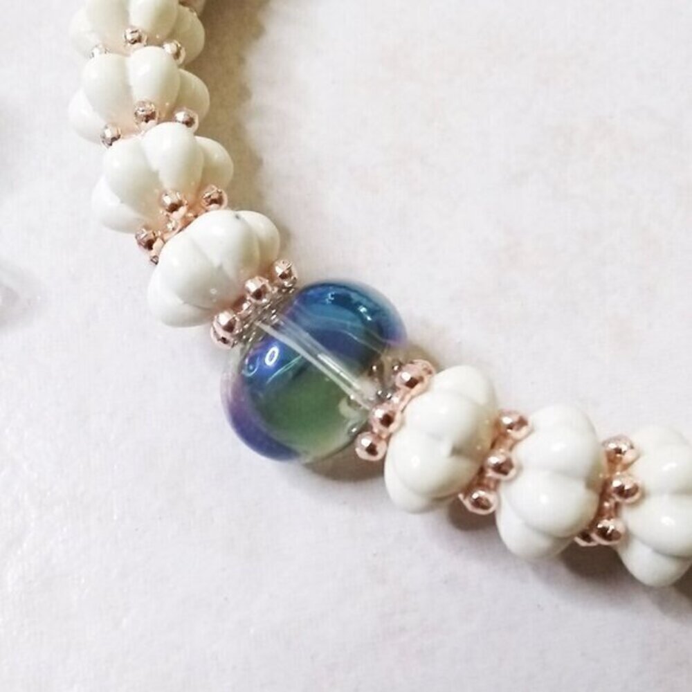 Gorgeous Bracelet & Flashy Earring Set! Shimmering Aurora Borealis Beads +Copper - Picture 5 of 16